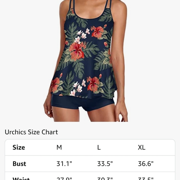 RESERVED FOR BECKY ...NEW! Urchica Navy Blue Floral Print Tankini - Picture 5 of 12